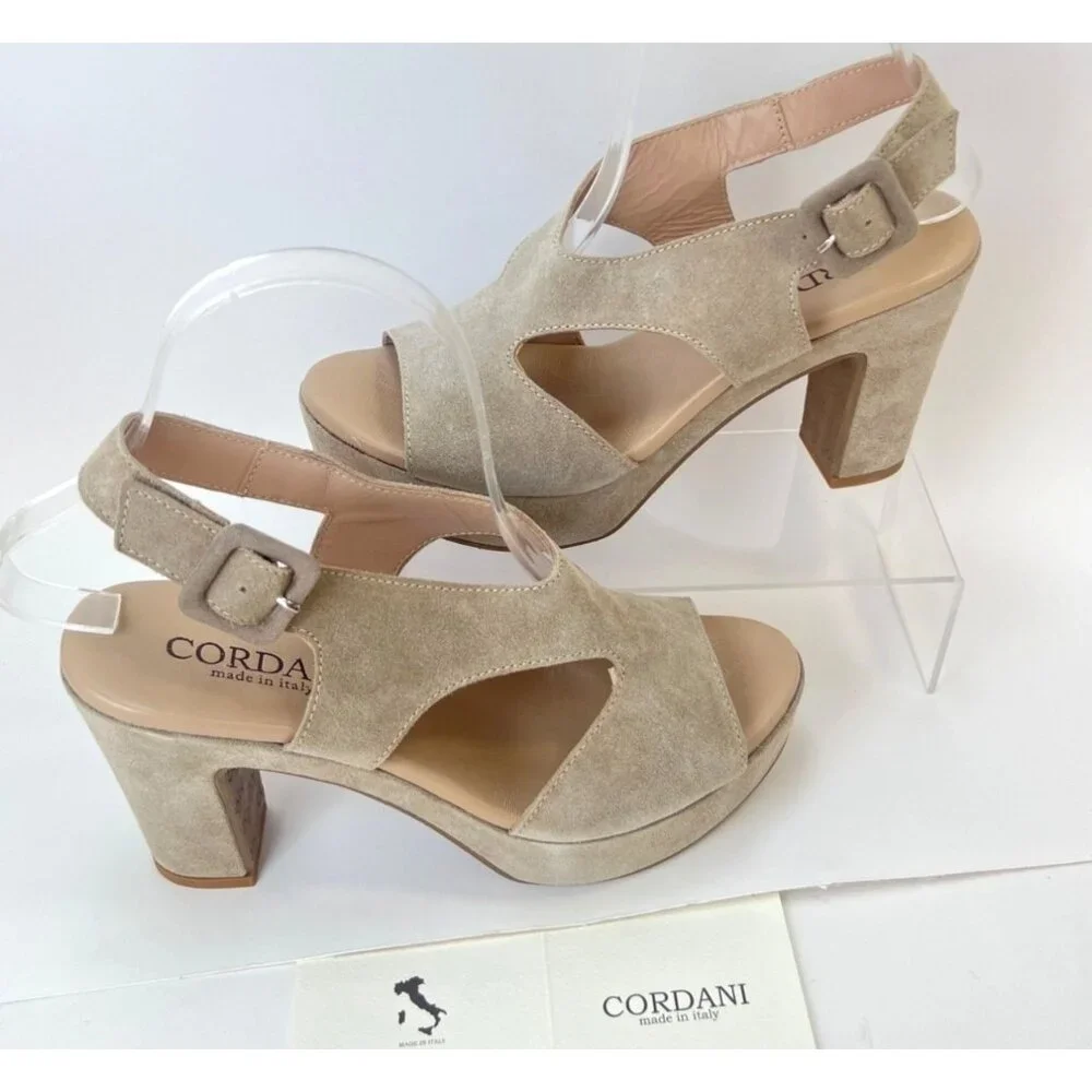 Cordani Taylin Suede Sandals Heeled Women Straps Platform Shoes Size 37 US6.5